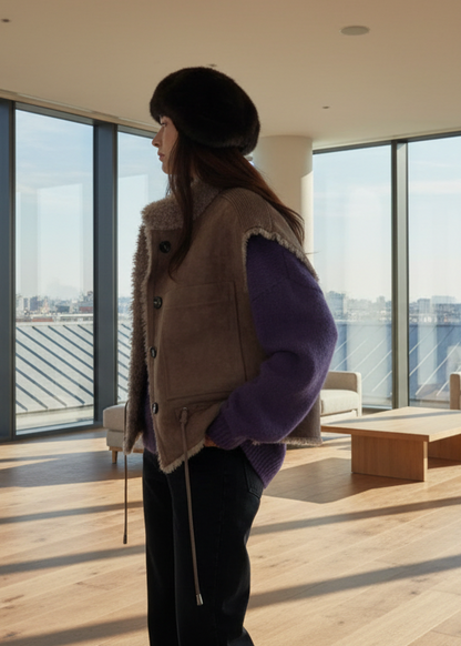 Reversible Wool Shearling Vest
