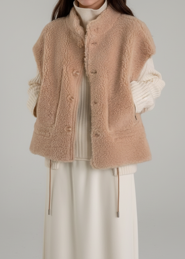 Reversible Wool Shearling Vest