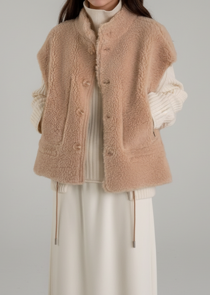 Reversible Wool Shearling Vest