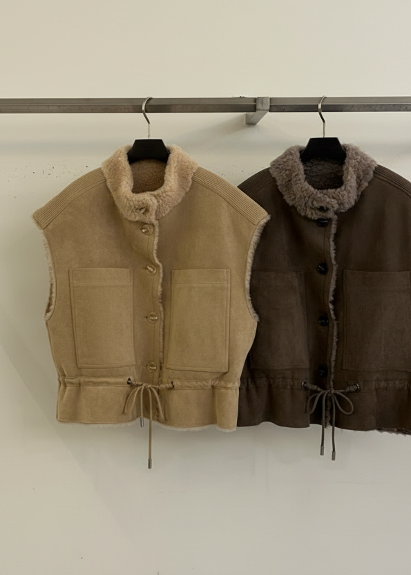 Reversible Wool Shearling Vest