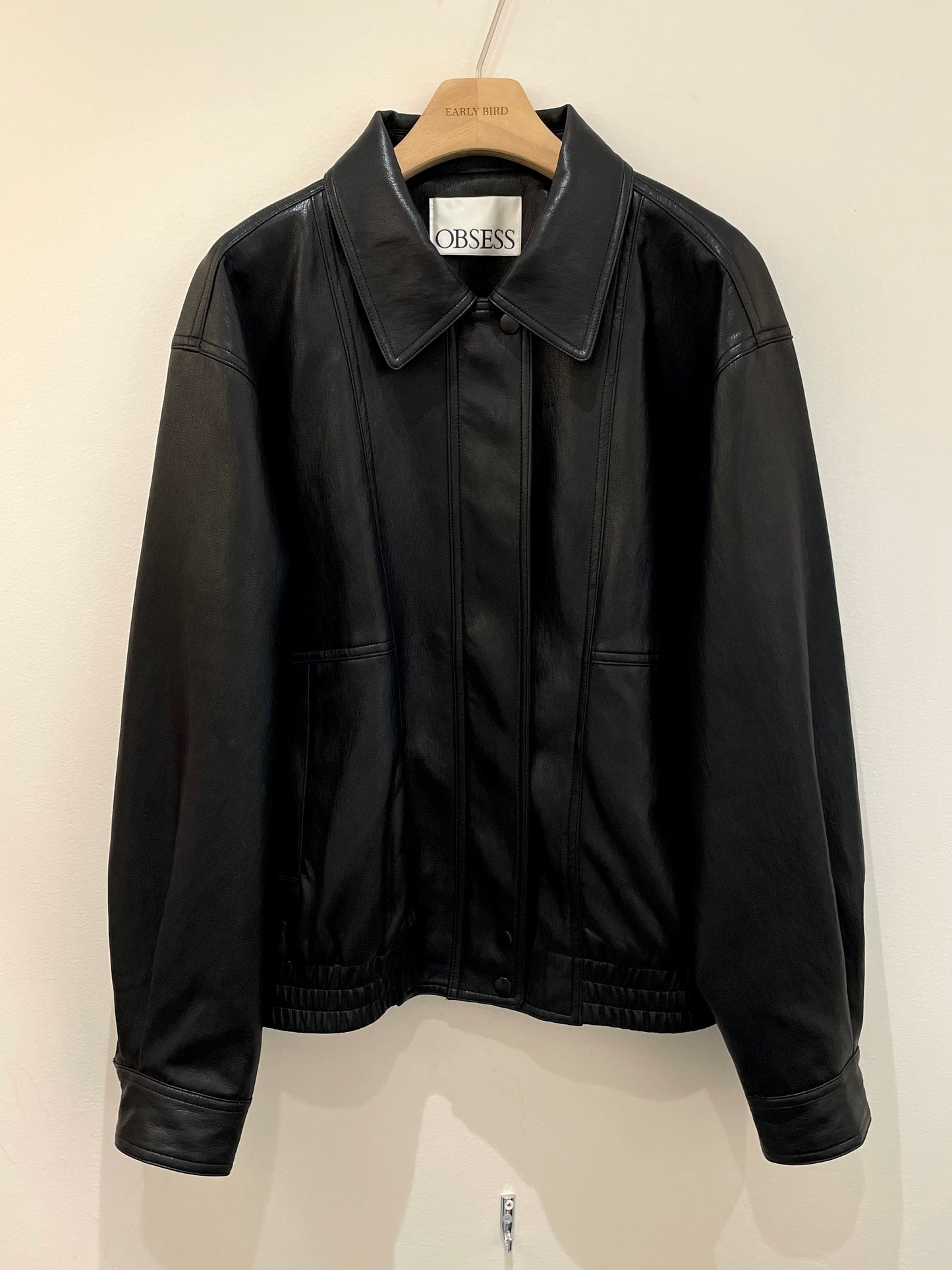 Soft Vegan Leather Bomber Jacket