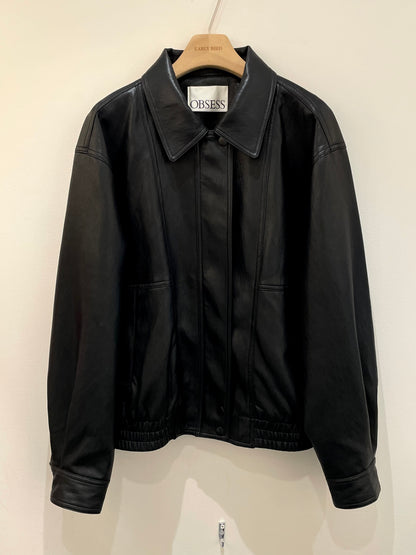 Soft Vegan Leather Bomber Jacket