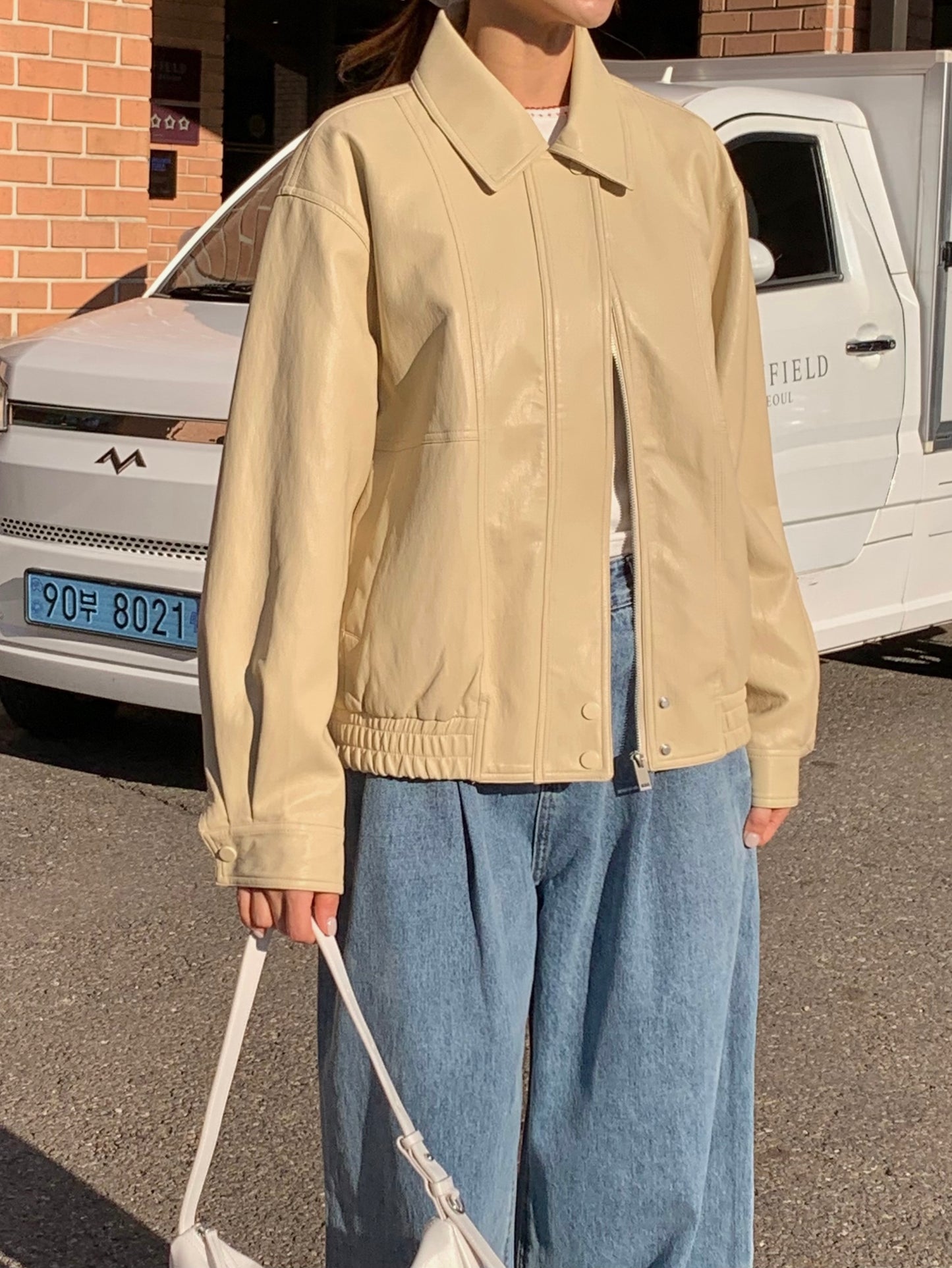 Soft Vegan Leather Bomber Jacket