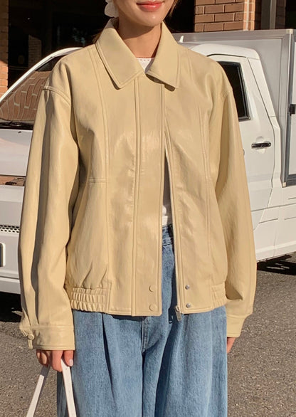 Soft Vegan Leather Bomber Jacket