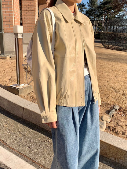 Soft Vegan Leather Bomber Jacket