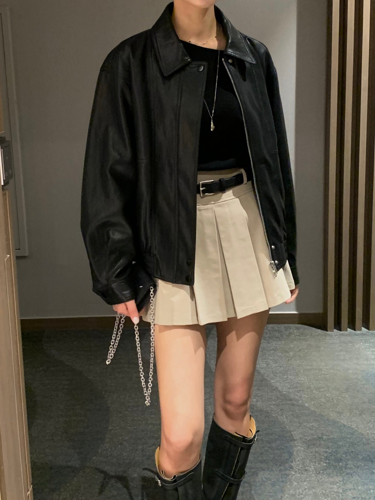 Soft Vegan Leather Bomber Jacket