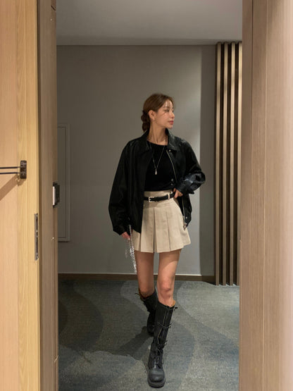 Soft Vegan Leather Bomber Jacket