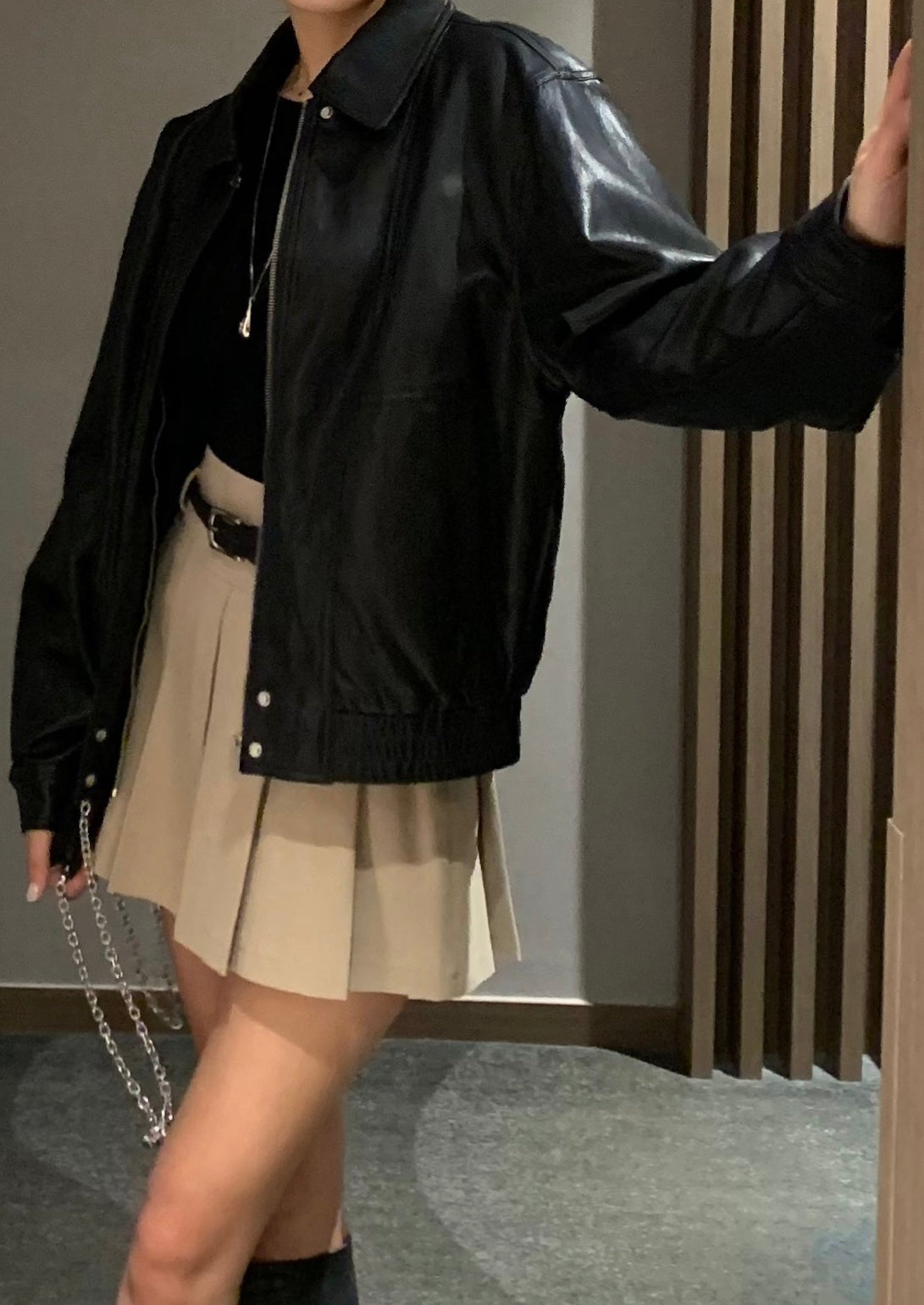Soft Vegan Leather Bomber Jacket