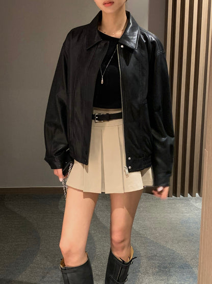 Soft Vegan Leather Bomber Jacket