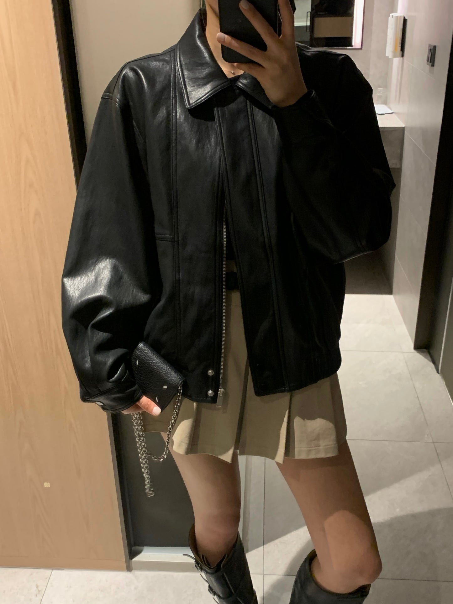Soft Vegan Leather Bomber Jacket