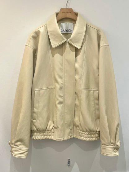 Soft Vegan Leather Bomber Jacket