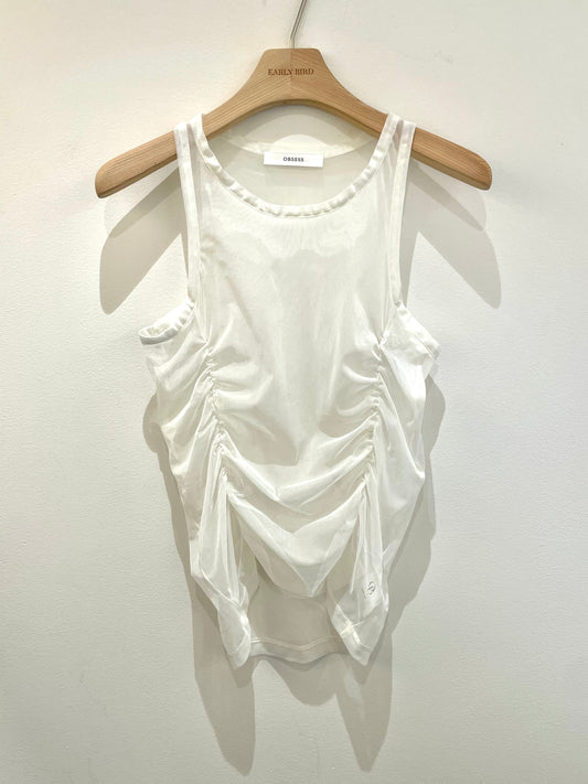 Shirring Tulle Tank Top