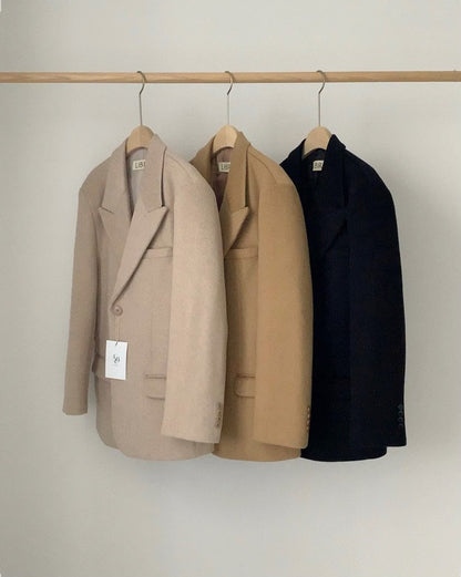 Noah Oversized Wool Blazer Coat - 1 Left in Black