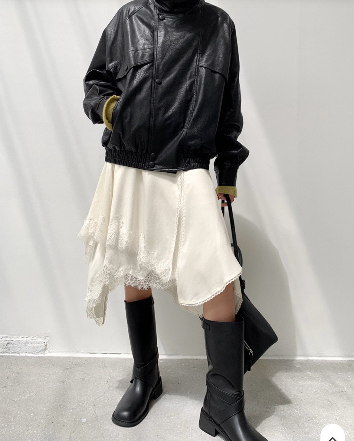 Satin Layered Skirt with Lace Trims