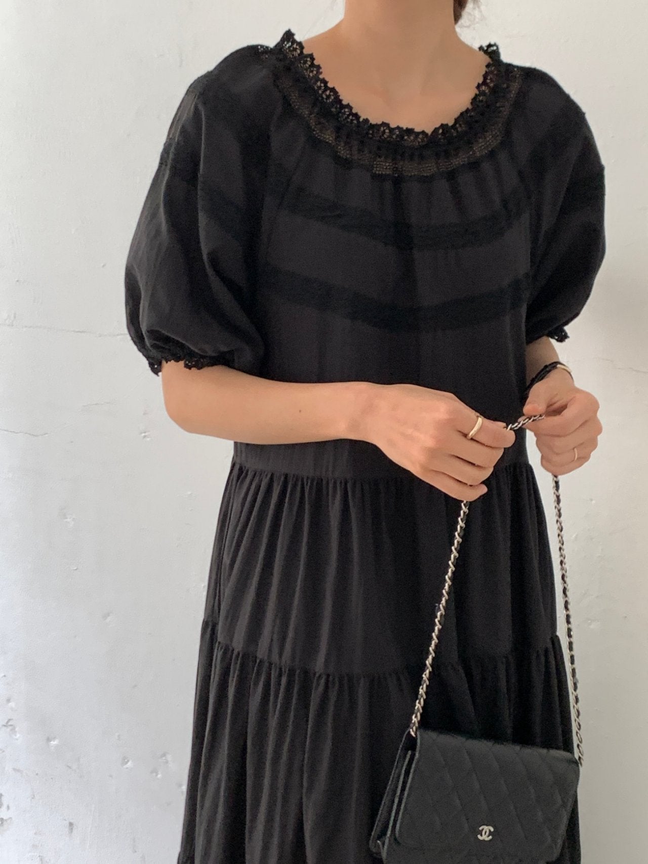 Lace Inlay Tiered Dress