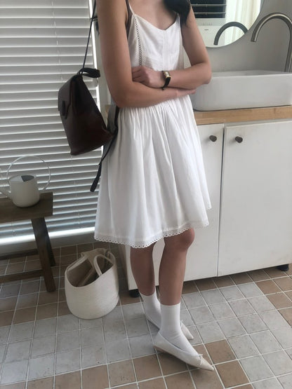 Lace Trimmed Slip Mini Dress