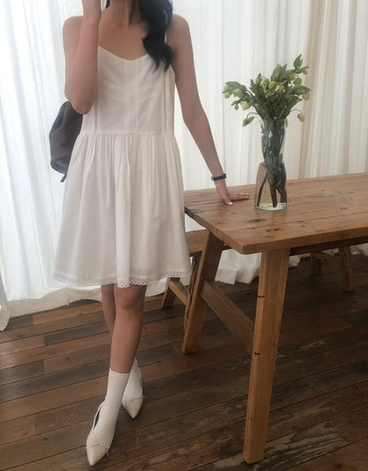 Lace Trimmed Slip Mini Dress