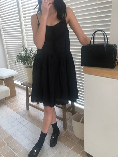 Lace Trimmed Slip Mini Dress