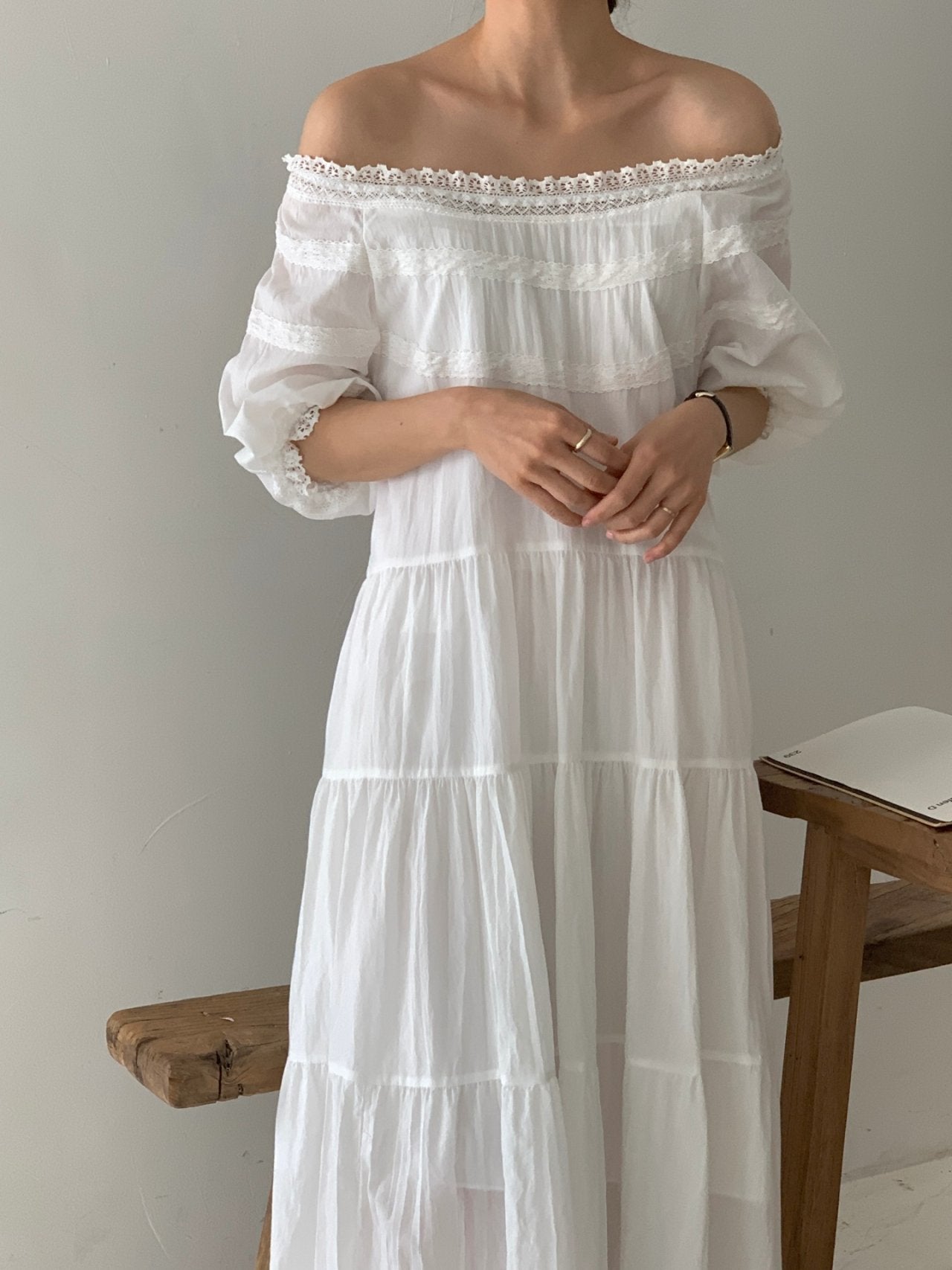 Lace Inlay Tiered Dress