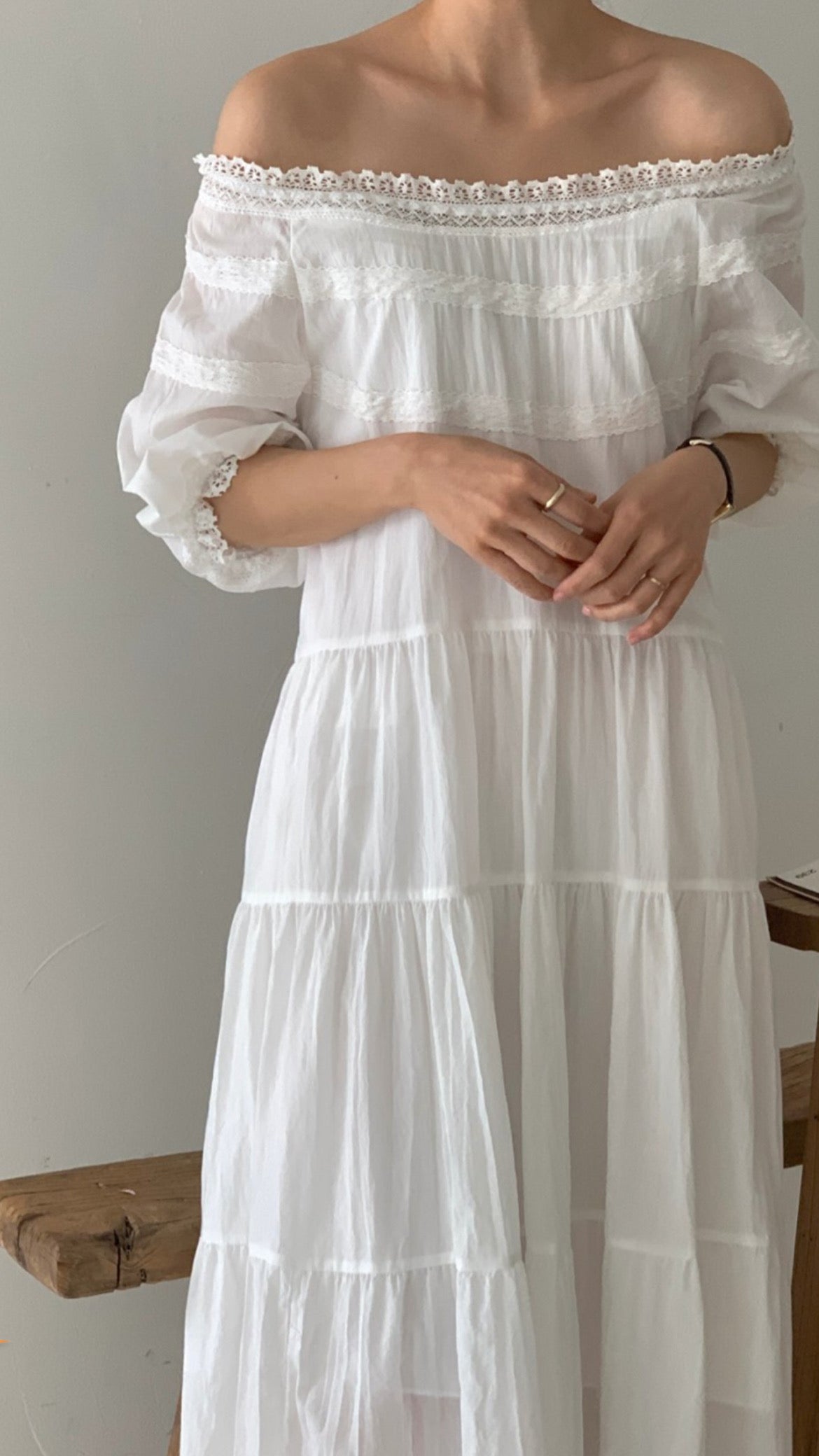 Lace Inlay Tiered Dress