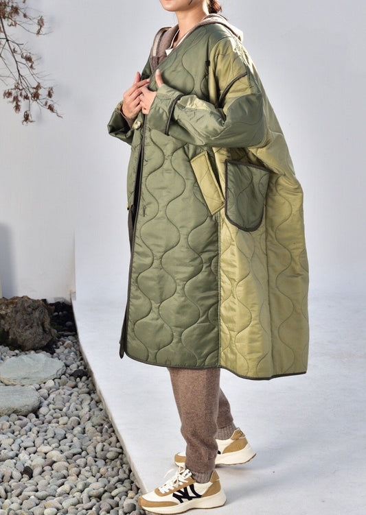 Quilted Nylon Patched Coat
