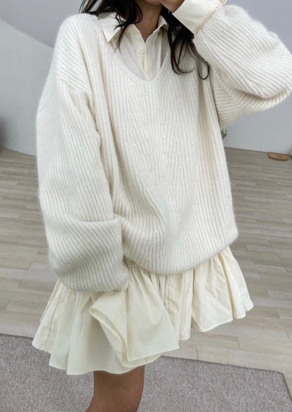 Tiered Mini Shirt Baby Doll Dress- Last one 1 in Ivory!