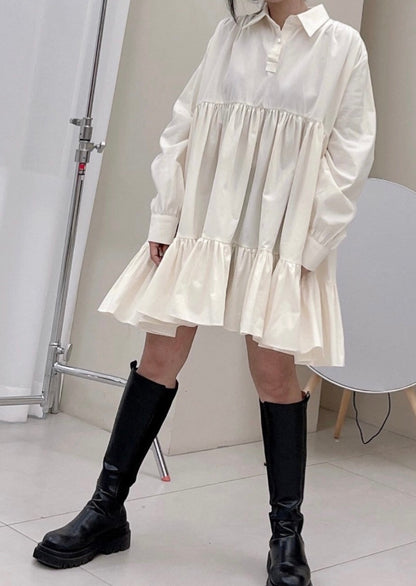 Tiered Mini Shirt Baby Doll Dress- Last one 1 in Ivory!