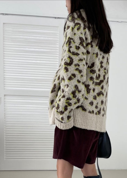 Leopard Jacquard Cardigan