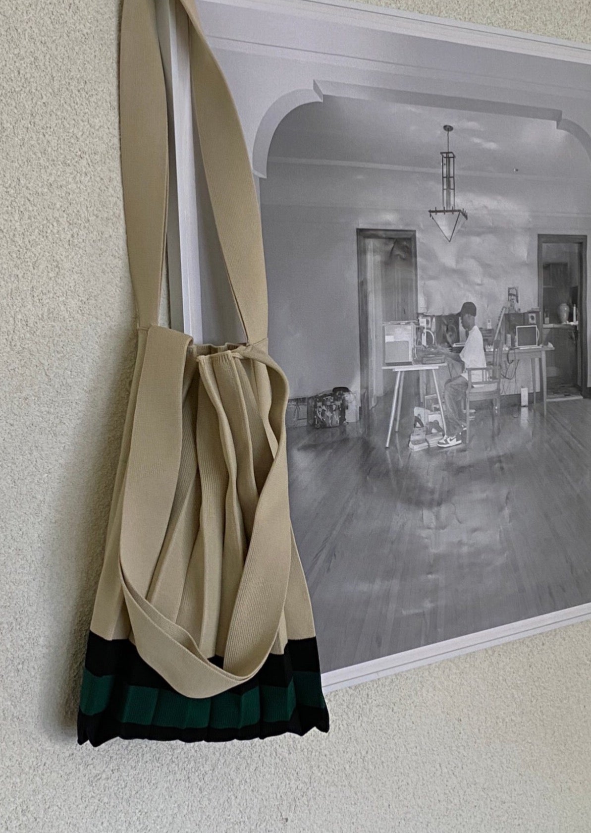 Medium Stripe Pleats Tote
