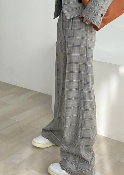 Lightweight Glen Check Slacks -Reorder