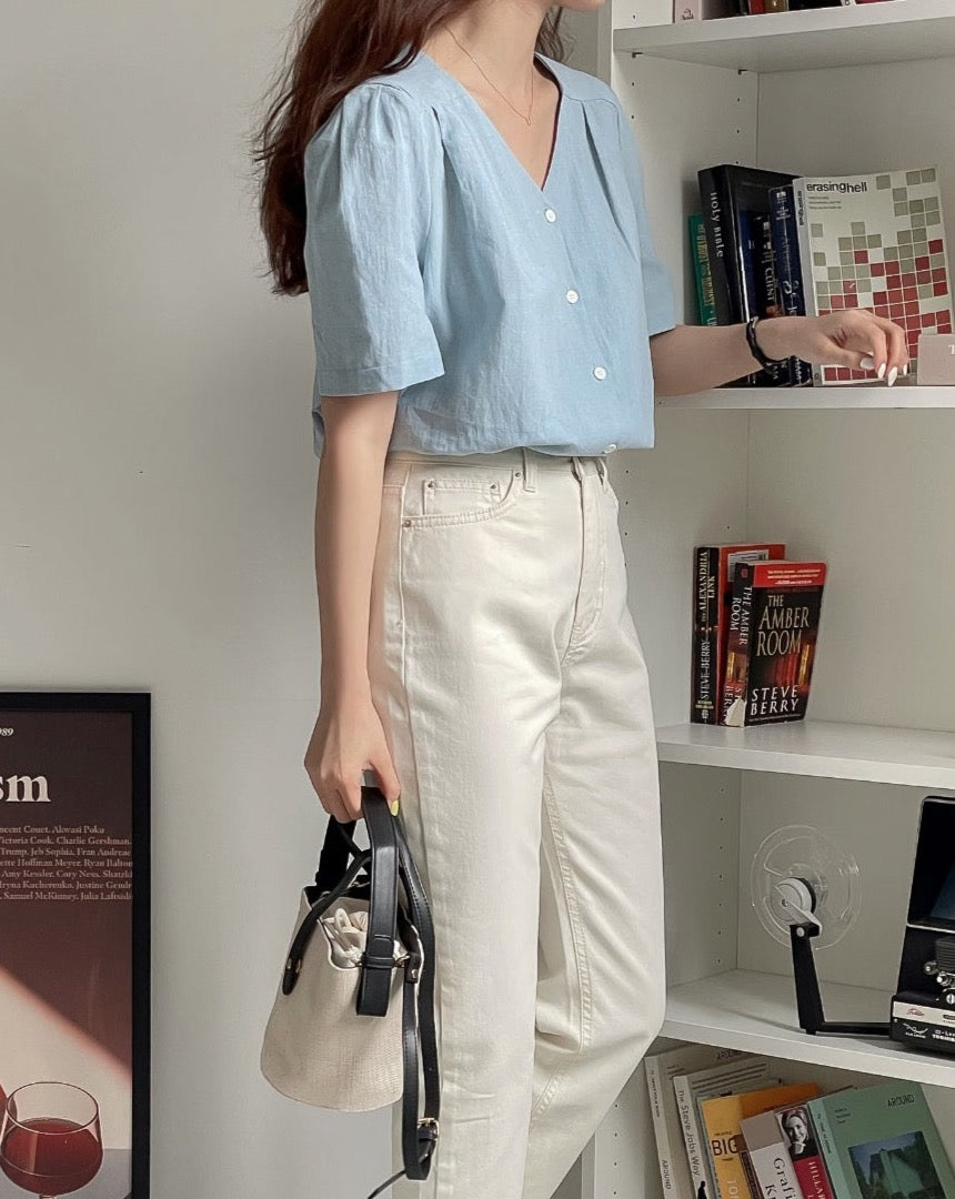 V-Neck Linen Blouse