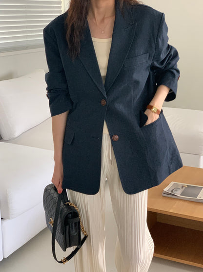 Linen Shell Blazer - 1 left in Navy