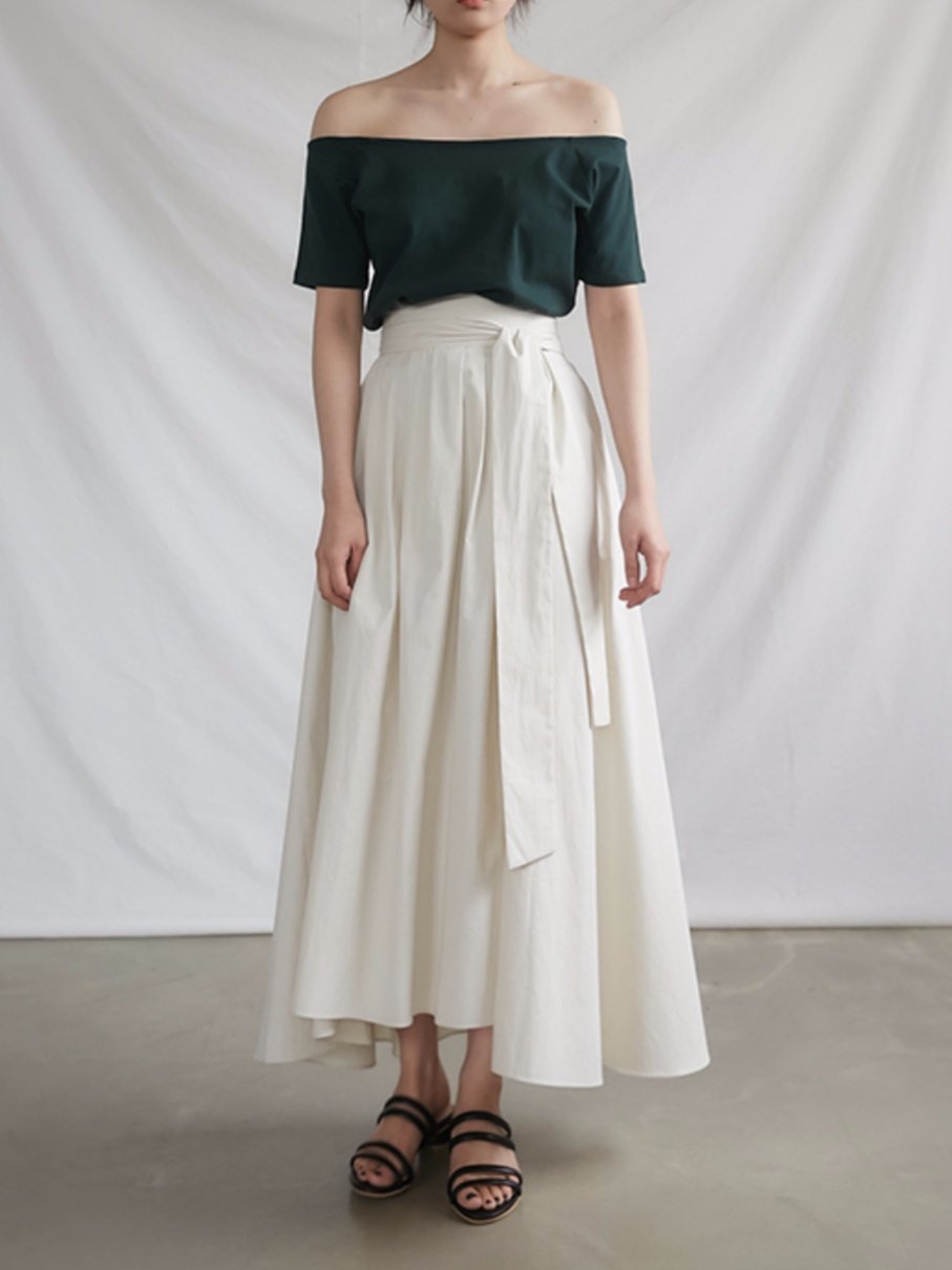 Hand Pleated Cotton Maxi Skirt