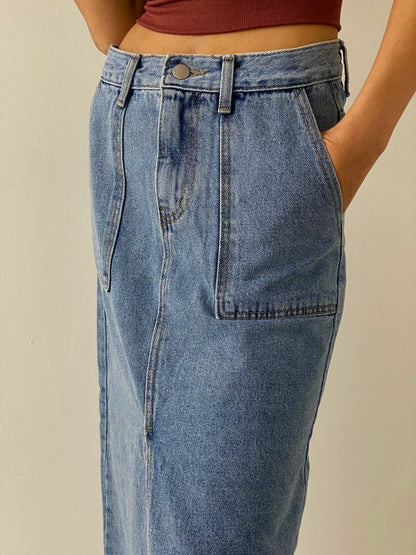 ✨Eco-Washed✨Midi Denim Skirt