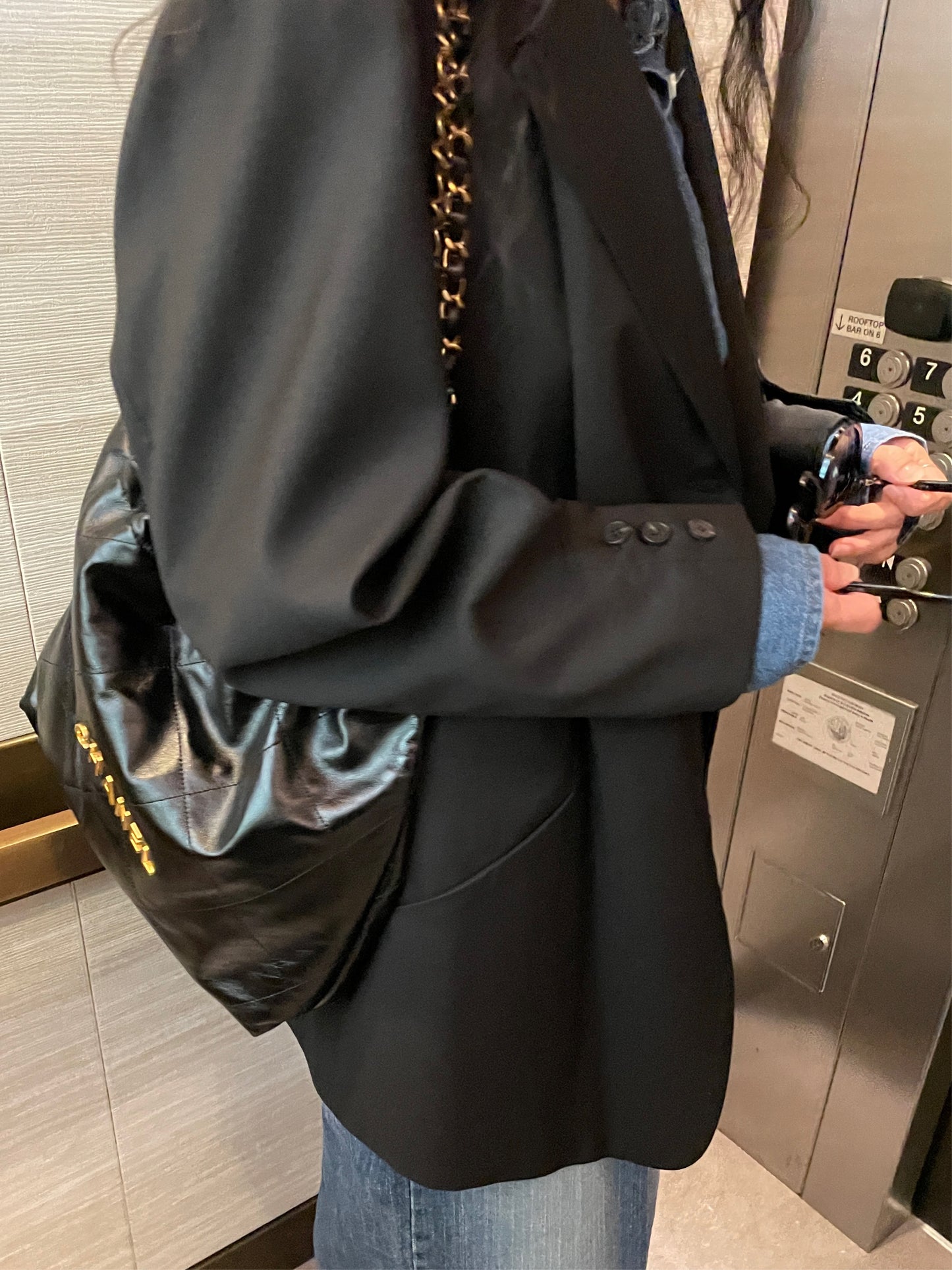 <Abi + Ari> Black Label Tucked Sleeves Oversized Blazer