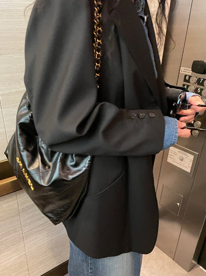 <Abi + Ari> Black Label Tucked Sleeves Oversized Blazer