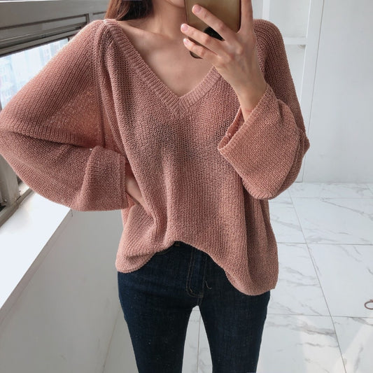 Carrie oversized V-neck summer knit