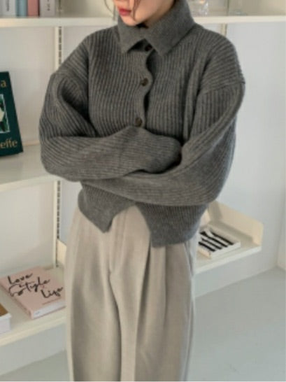 Turtleneck Wool Cardigan