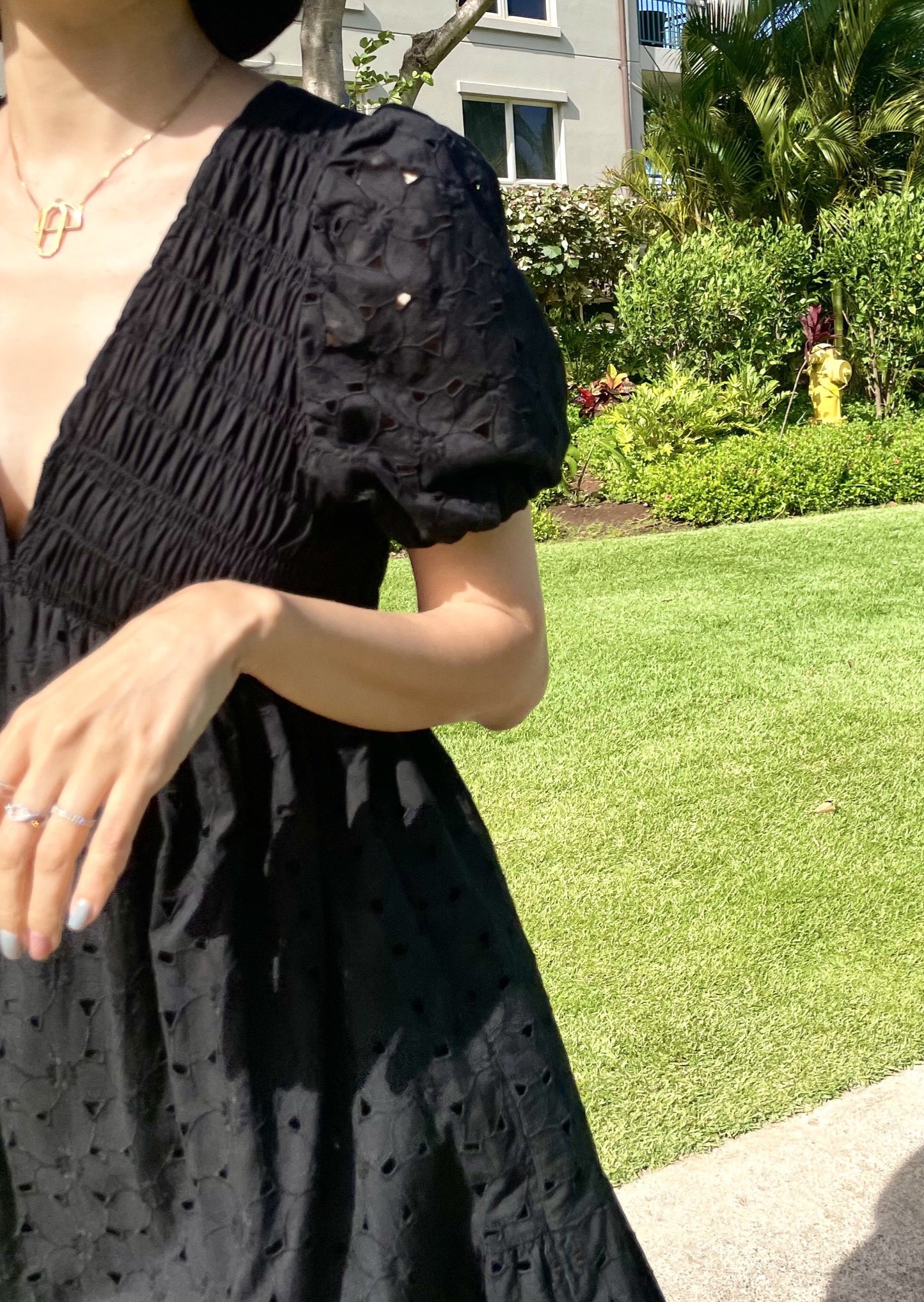 Lei Smocked Eyelet Maxi dress