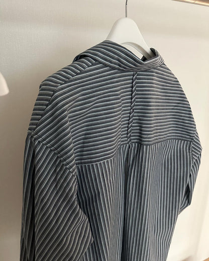 <Abi + Ari> Black Label Patched Pocket Stripe Shirt