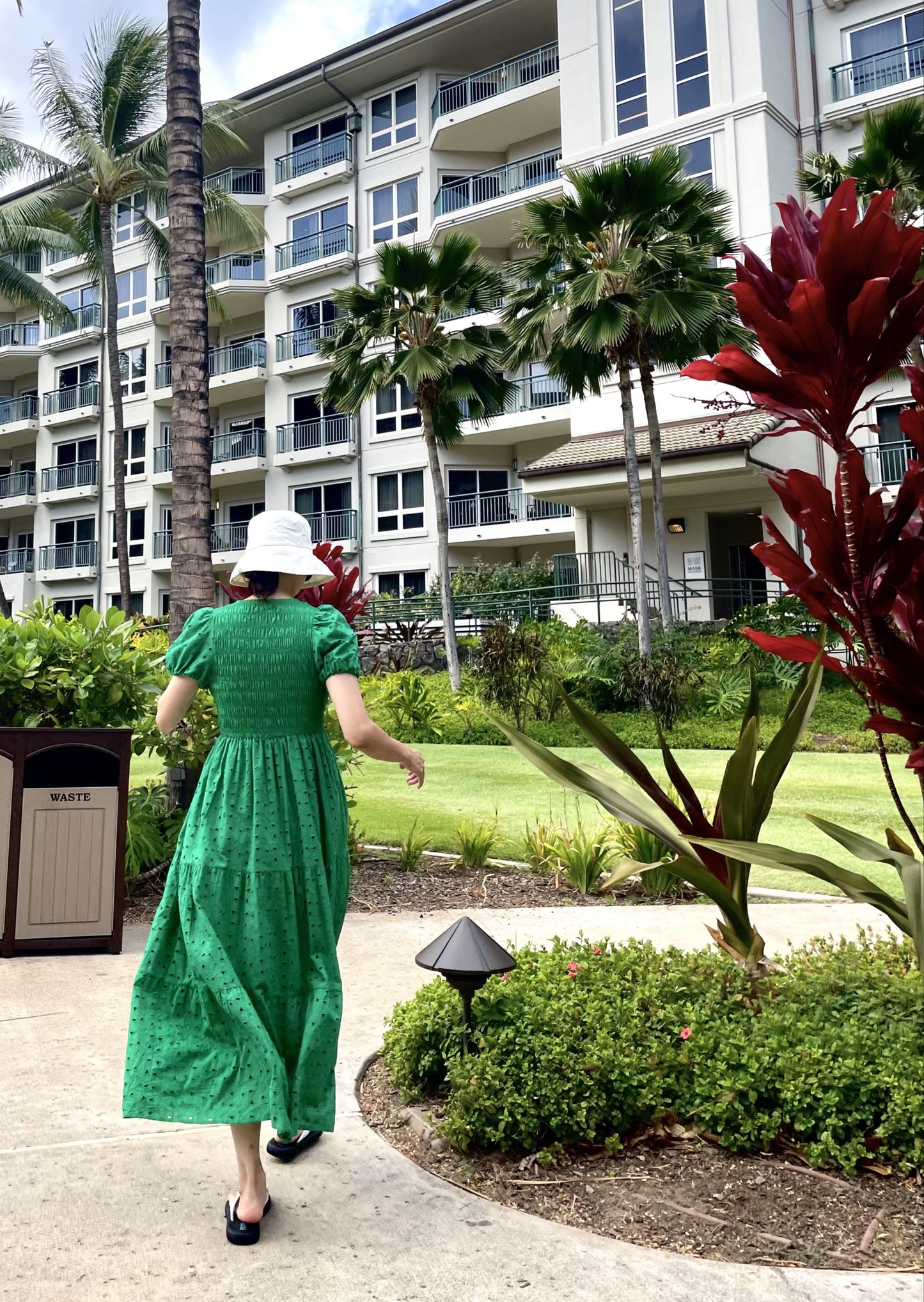 Lei Smocked Eyelet Maxi dress