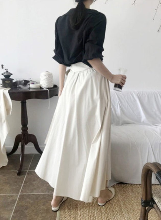 Hand Pleated Cotton Maxi Skirt
