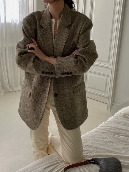 Wool Check Blazer - Herringbone