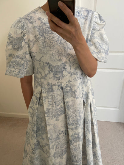 Linen Toile De Jouy Dress
