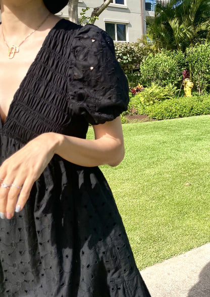 Lei Smocked Eyelet Maxi dress