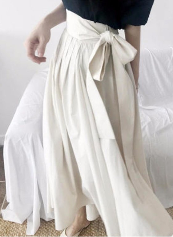 Hand Pleated Cotton Maxi Skirt