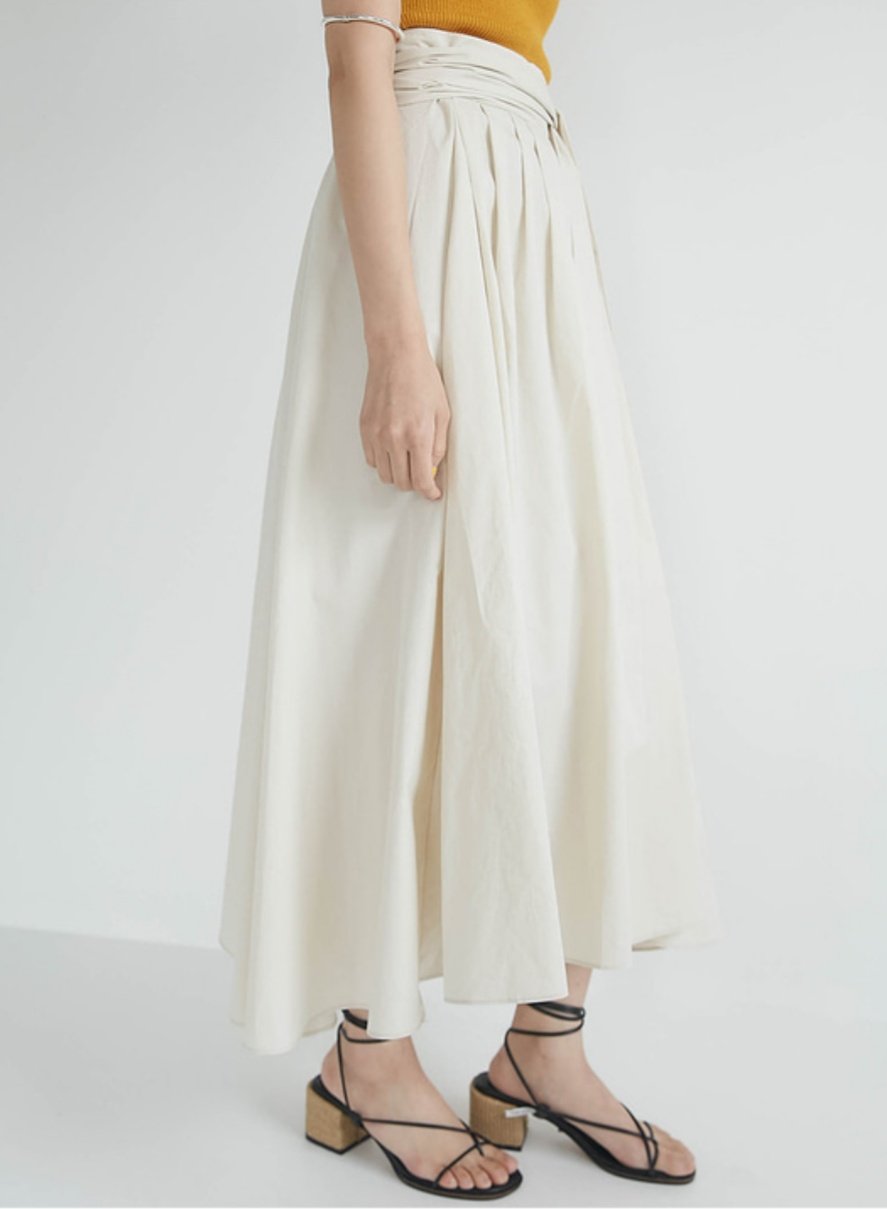Hand Pleated Cotton Maxi Skirt