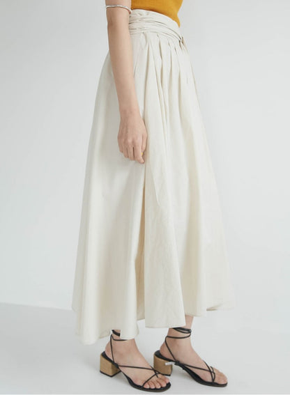 Hand Pleated Cotton Maxi Skirt