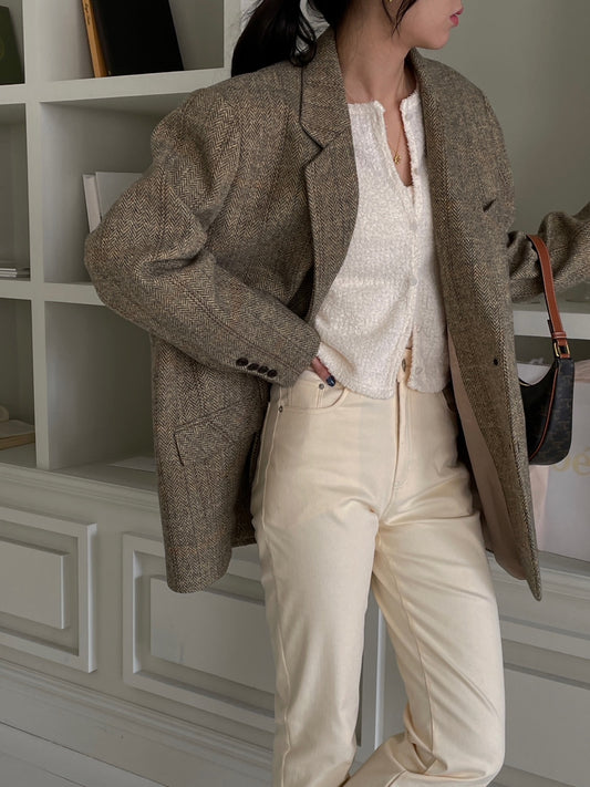 Wool Check Blazer - Herringbone