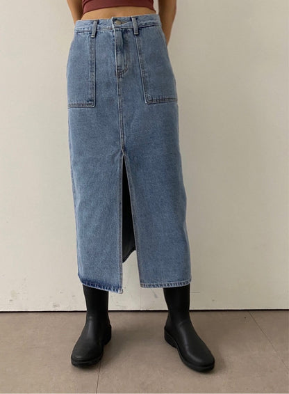 ✨Eco-Washed✨Midi Denim Skirt